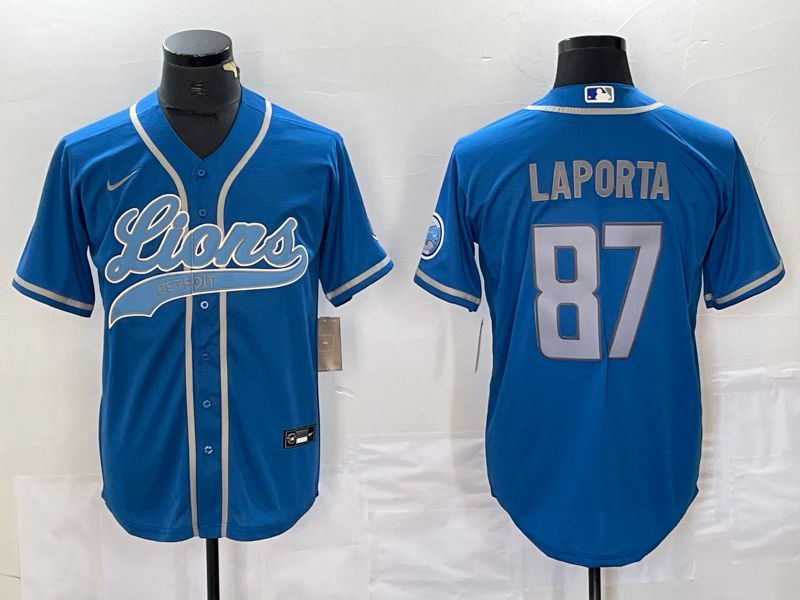 Men Detroit Lions 87 Laporta Blue Nike Co Branding Game NFL Jersey style 1